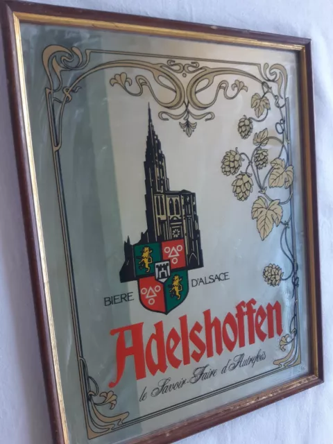 Ancien fixé sous verre publicitaire Bière ADELSHOFFEN brasserie Alsace  - bistro