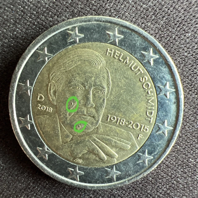 Fehlprägung 2 Euro Münze Helmut Schmidt 2 EURO MÜNZE Helmut Schmidt Fehlprägung/ Materialüberschuss / "Pickel