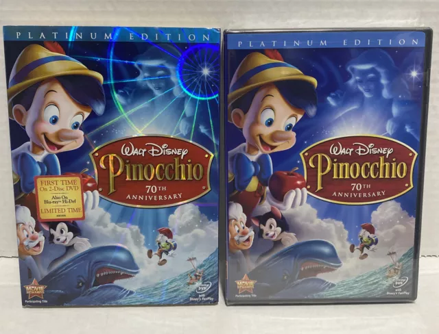NEW Pinocchio (DVD 2009 2-Disc Set, 70th Anniversary Platinum Edition) Slipcover