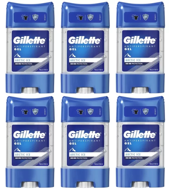 6 x bâton gel transparent anti-transpirant Gillette Endurance glace arctique 6 x 70 m