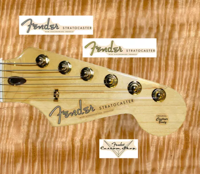 1 pcs Decalcomania Decal tipo Fender Stratocaster Vntg Chitarra Guitar Gold-Grey