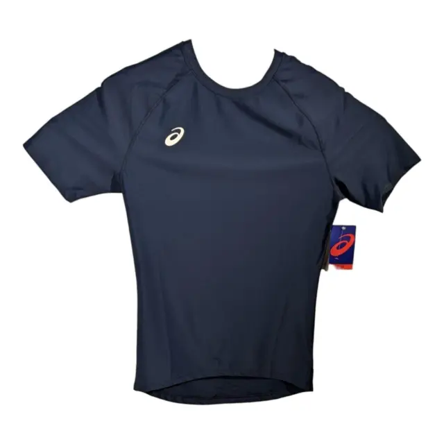 Asics Mens Compression Shirt Navy Blue Large Short Sleeve