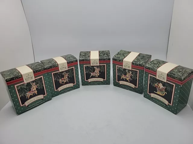 Set Of 5 Santa And His Reindeer 1992 Hallmark Ornament Boxes Only No Ornaments