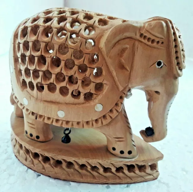 Elefante de madera hecho a mano tallado a mano diseño único hogar arte indio