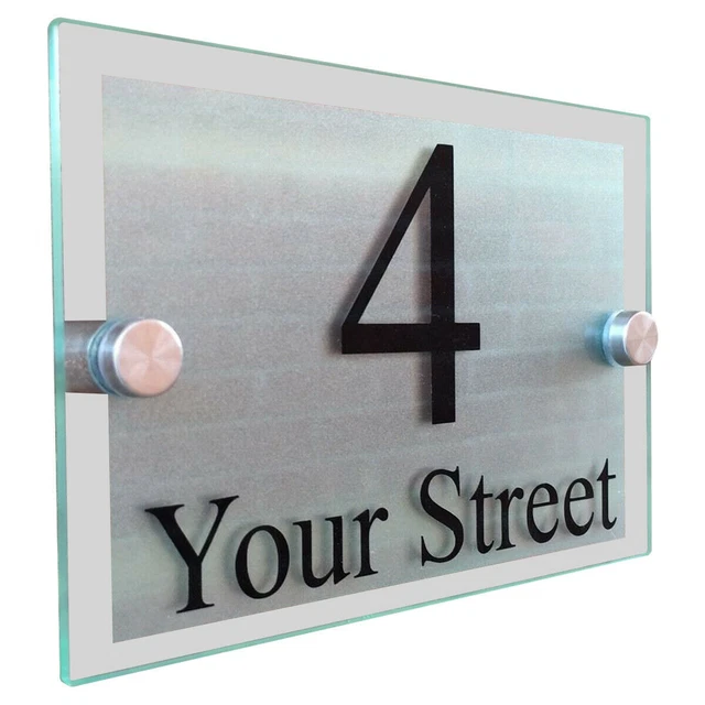 thumbnail image 2 of Modern Marble House Sign Plaque With Glass Effect Acrylic – Personalised Door Number For Indoor & Outdoor 2 of 9