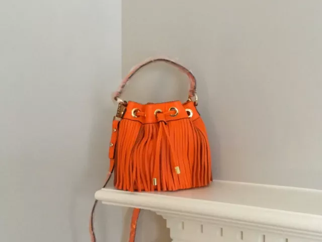 Milly Essex Fringe Small Drawstring Leather Handbag