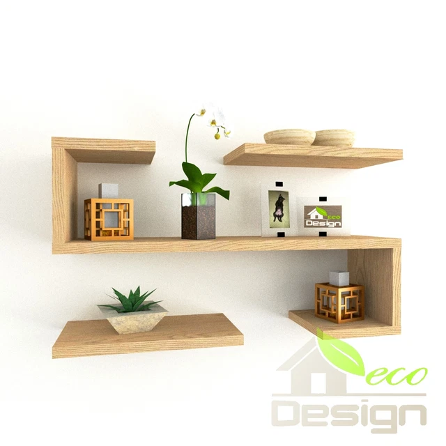 Set 3 Mensole Da Parete In Legno Per Bagno Ingresso Design Moderno Vari Colori