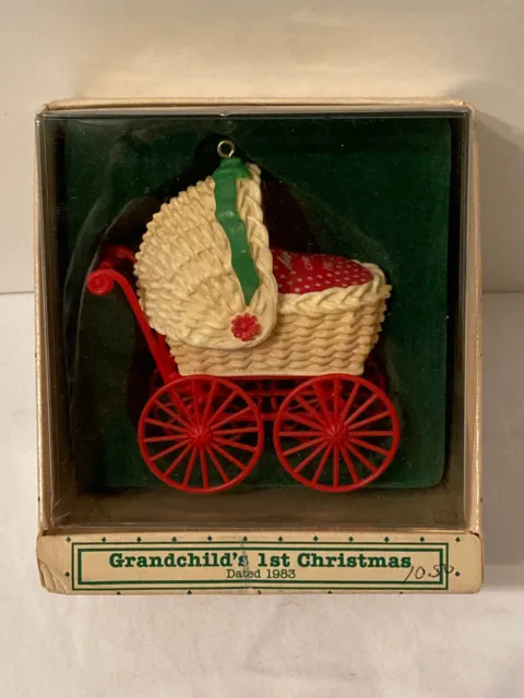 Hallmark Keepsake Ornament Grandchild's 1st Christmas Dated 1983 Baby Buggy