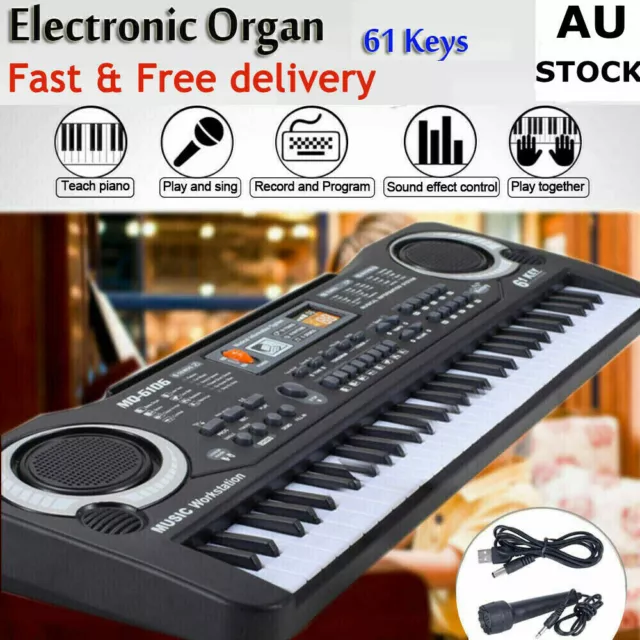 61 Keys Digital Piano Music Electronic Keyboard Organ & Electric Microphone Gift