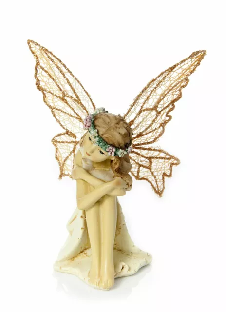 Mousehouse Beautiful Little Fairy Figurine Ornament with Glittery Fabric Wings 3