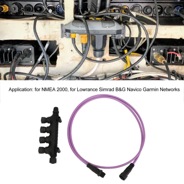 New For NMEA 2000 4 Port Multiport T Connector M12 Waterproof With Wire Cable Fo