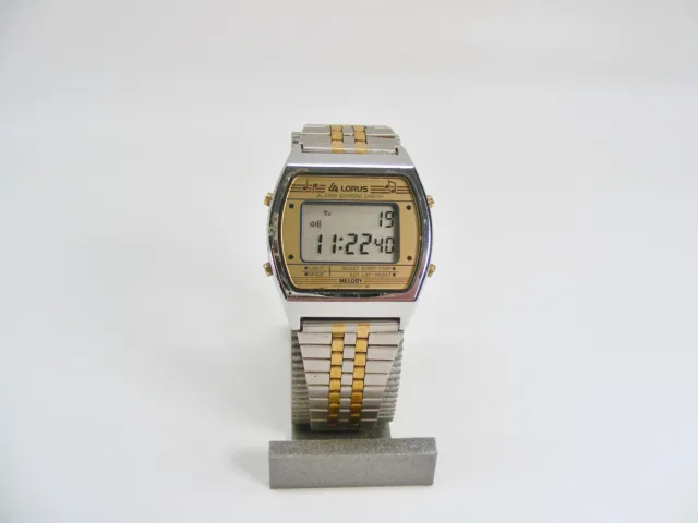 1980's LORUS  Melody Y778-5000 Alarm Chronograph Digital LCD  Watch Seiko Japan