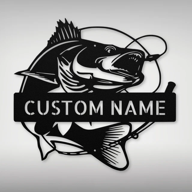 Personalized Fish Metal Wall Art Sign Custom Home Decor Fisher Gifts Family Gift
