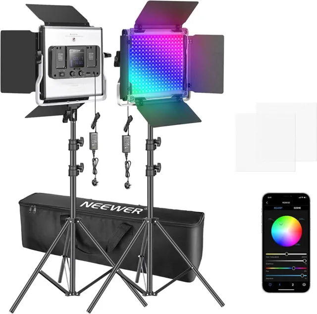 Neewer 2 confezioni da 530 RGB luce LED con kit illuminazione video fotografia controllo app