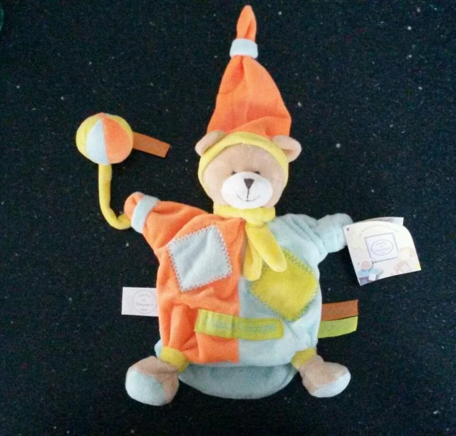 Ours les marionnettes zigzag Doudou et Compagnie bleu orange jaune balle