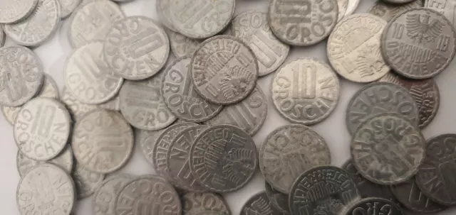 AUTRICHE - Lot de 139 pièces de 10 groschen.