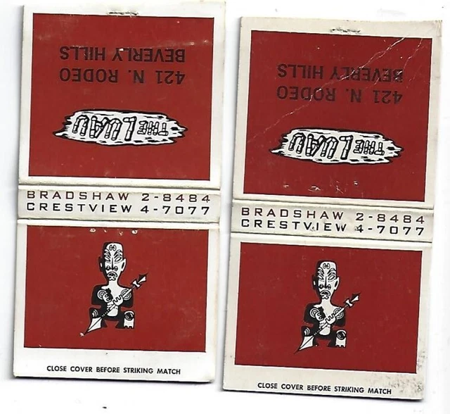 2 Tiki God Tropical Matchbooks The Luau Beverly Hills, CA
