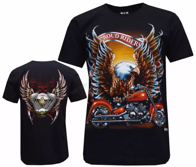 Proud Riders Eagle Biker Native American Indian Motorbike Motorcycle T-Shirt
