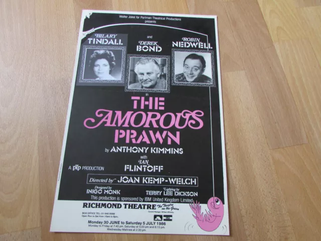 The AMOROUS Prawn by Anthony Kimmins 1986  RICHMOND Theatre Original Poster