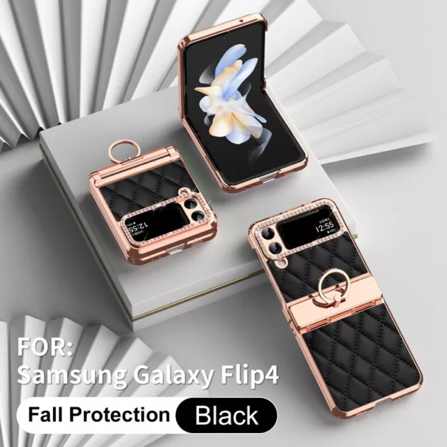 Coque Cuir Etui Antichoc Pour Samsung Galaxy Z Flip5 Flip4 Flip3 Diamant Support 2