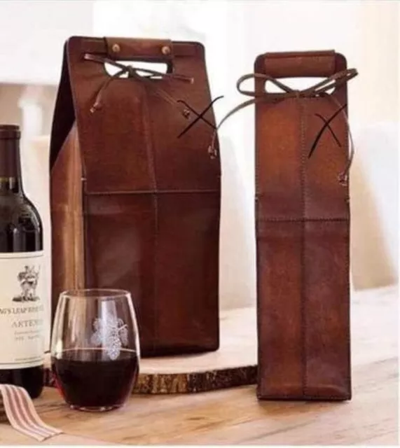 Cuero Botella de Vino Portador Soporte Tote Manga Para Camarero Regalo Nuevo