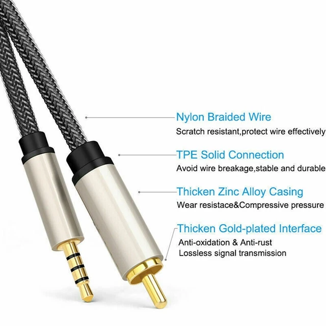 Digital Coaxial Audio Video Cable Stereo SPDIF/RCA To 3.5mm Jack Male For HDTV