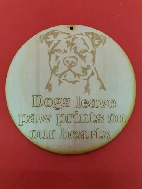 Plaque commémorative Staffordshire Bull Terrier Dog sur bois plié 3 mm