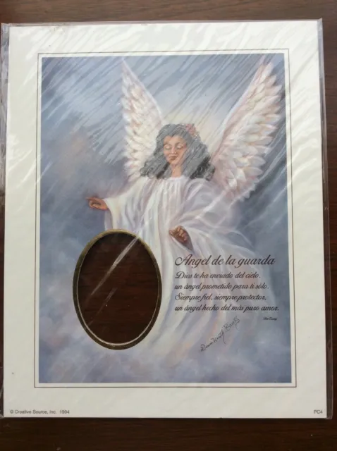 8x10 Spanish Guardian Angel print mat w/ photo openning