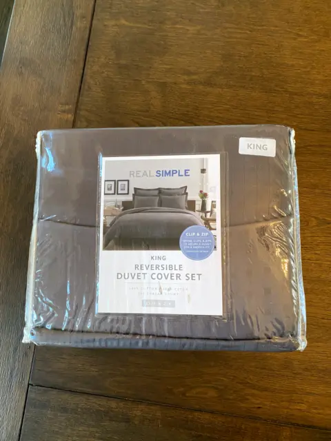 Reversible Duvet Real Simple Duvet Cover King Gray NEW