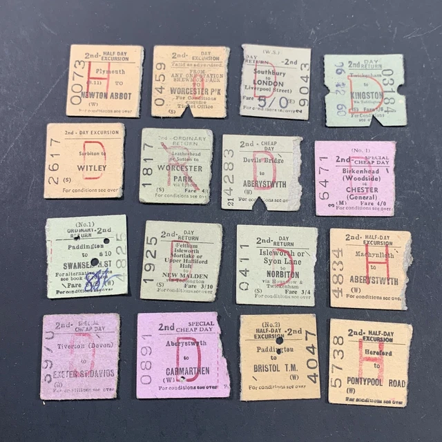 LOT x16 VINTAGE BRITISH RAILWAYS TRAIN TICKETS STUBS #RTE028