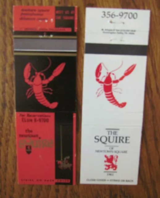 Animal Lobster Matchbooks: Squire Restaurant (Newtown Square, Pennsylvania) -F1