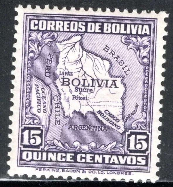 Bolivia Stamp Scott #200, 15c, Map of Bolivia, MNH, SCV$4.50