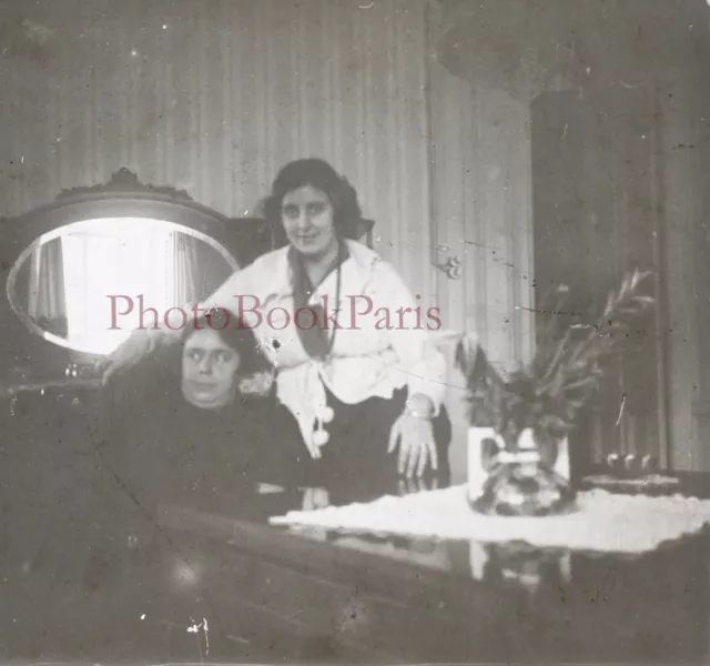 Famille Maison intérieur c1930 Photo Plaque de verre Vintage V28L20n20
