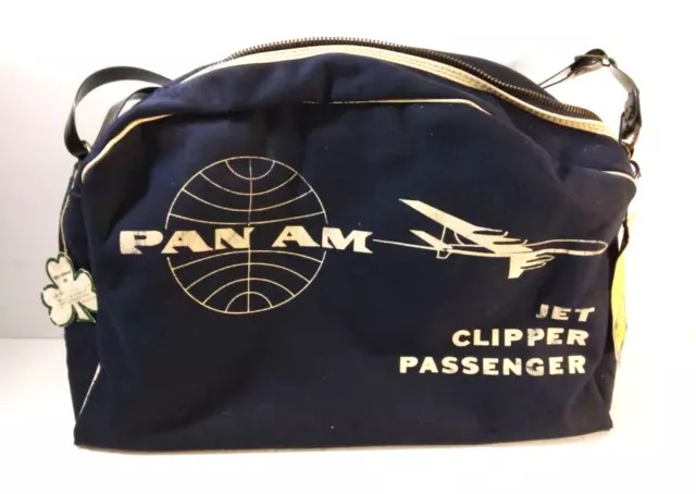 Rare 1960s original PAN AM Jet Clipper Passenger Bag With Original Luggage Tags