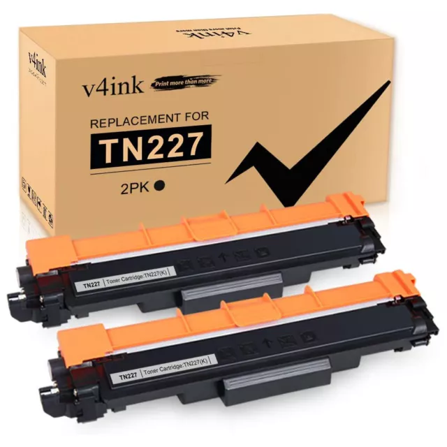 V4ink 2x TN227 Black Toner Cartridge (NEW CHIP) For Brother MFC-L3710CW L3750CW