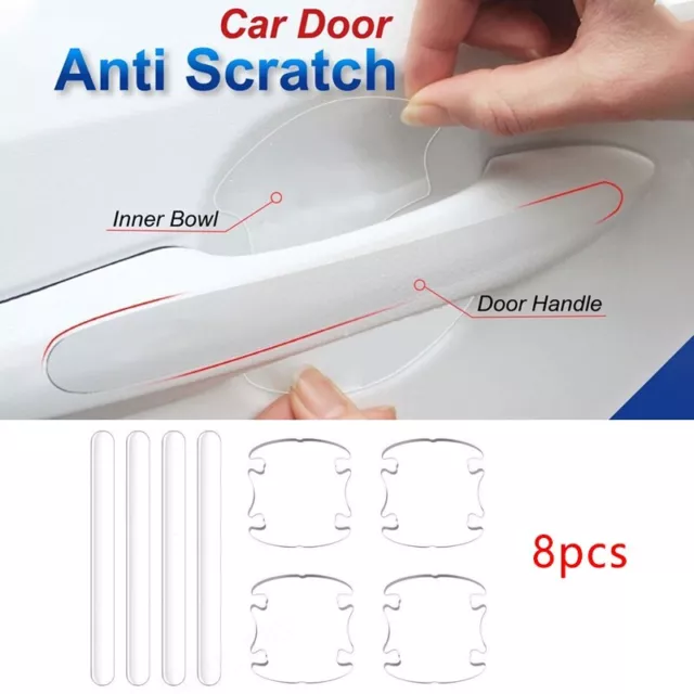 8pcs Invisible Car Door Handle Scratches Sticker Protector Film Decal Universal