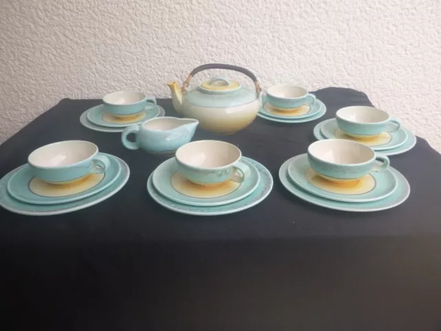 Art deco Schramberg Majolika Keramik Tee-/Kaffeeservice  6 Pers. Zustand s. Text