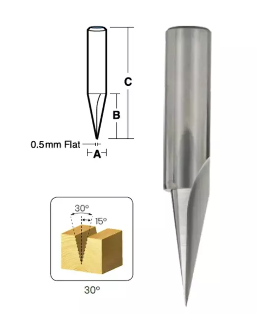 Vee Groove Router Bits | 30 Deg Series