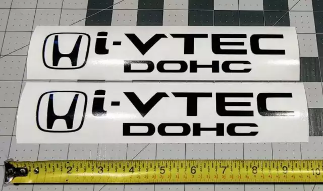 Honda I-Vtec DOHC Decal Stickers Set of 2 Civic Accord CUSTOM CRX SI Black 9"