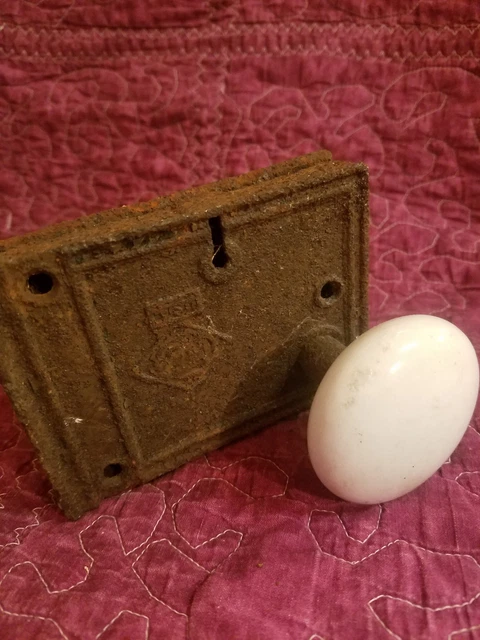 Boutons de porte ronds vintage en porcelaine blanche avec plaque de verrouillage et poteau perm steampunk 2
