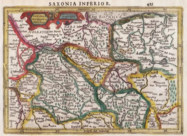 Thüringen Erfurt Weimar Gotha map Karte Mercator Kupferstich 1607