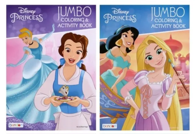 2PC Disney Princesses Coloring Book Jumbo Activity Pad Books Kids