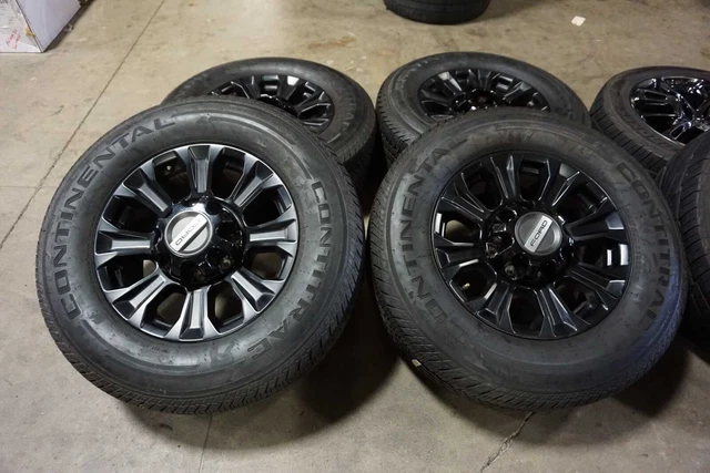 18" Ford F250 Factory OEM Black Wheels Rims Continental Tires F350 18" Ford F250 Factory OEM Black Wheels Rims Continental Tires F350