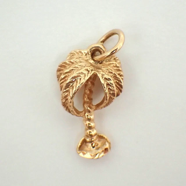 Palm Tree Charm Pendant 10K Yellow Gold