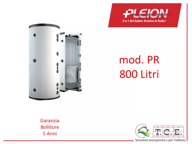 Accumulo Puffer con Uno Scambiatore - PLEION mod PR - 800 Litri Mono Serpentino