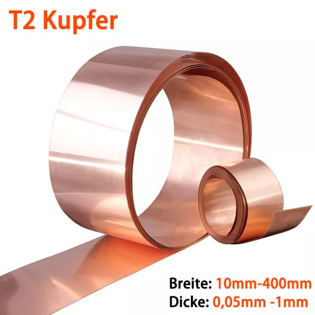 Kupferfolie Kupferplatte Kupfer Blechband Metallband Rolle, Dicke 0.05mm - 1mm