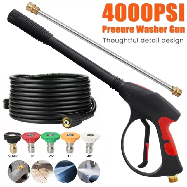High Pressure 4000PSI Car Power Washer Gun Spray Wand Lance Nozzle Hose Kit M22