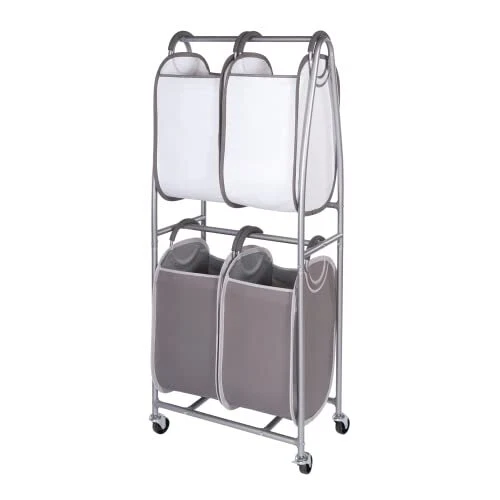 2 Tier Vertical Rolling Laundry Cart by ! - Rolling Storage Cart On Wheels