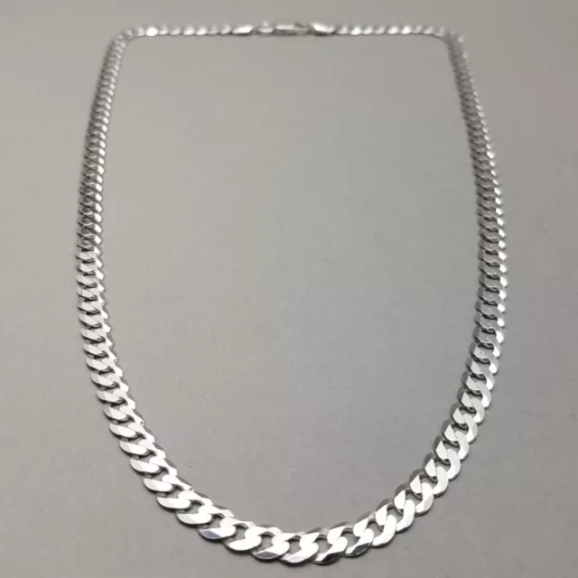 SOLID STERLING SILVER Diamond Cut Curb Chain Necklace 16.6g Hallmarked ...