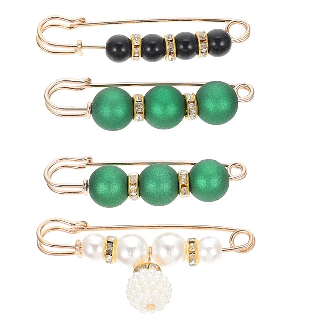 3 PACK DRESS Safety Brooch Anti Exposure Pin Pearl Pants Clip Lapel